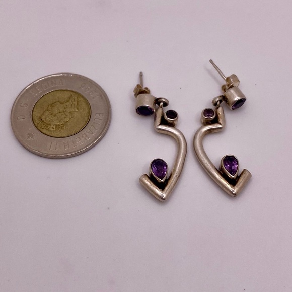 Sterling amethyst earrings - Picture 2 of 4